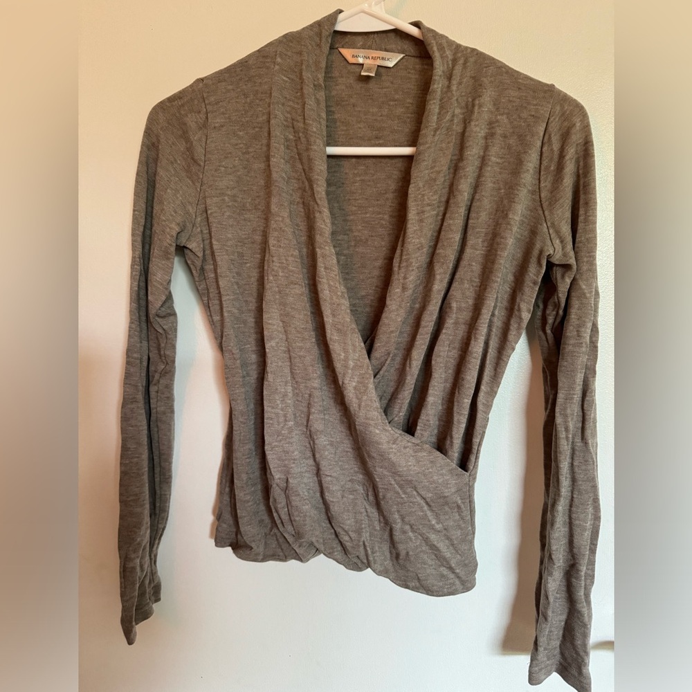 Banana Republic Tan Wrap Style Shirt XSP